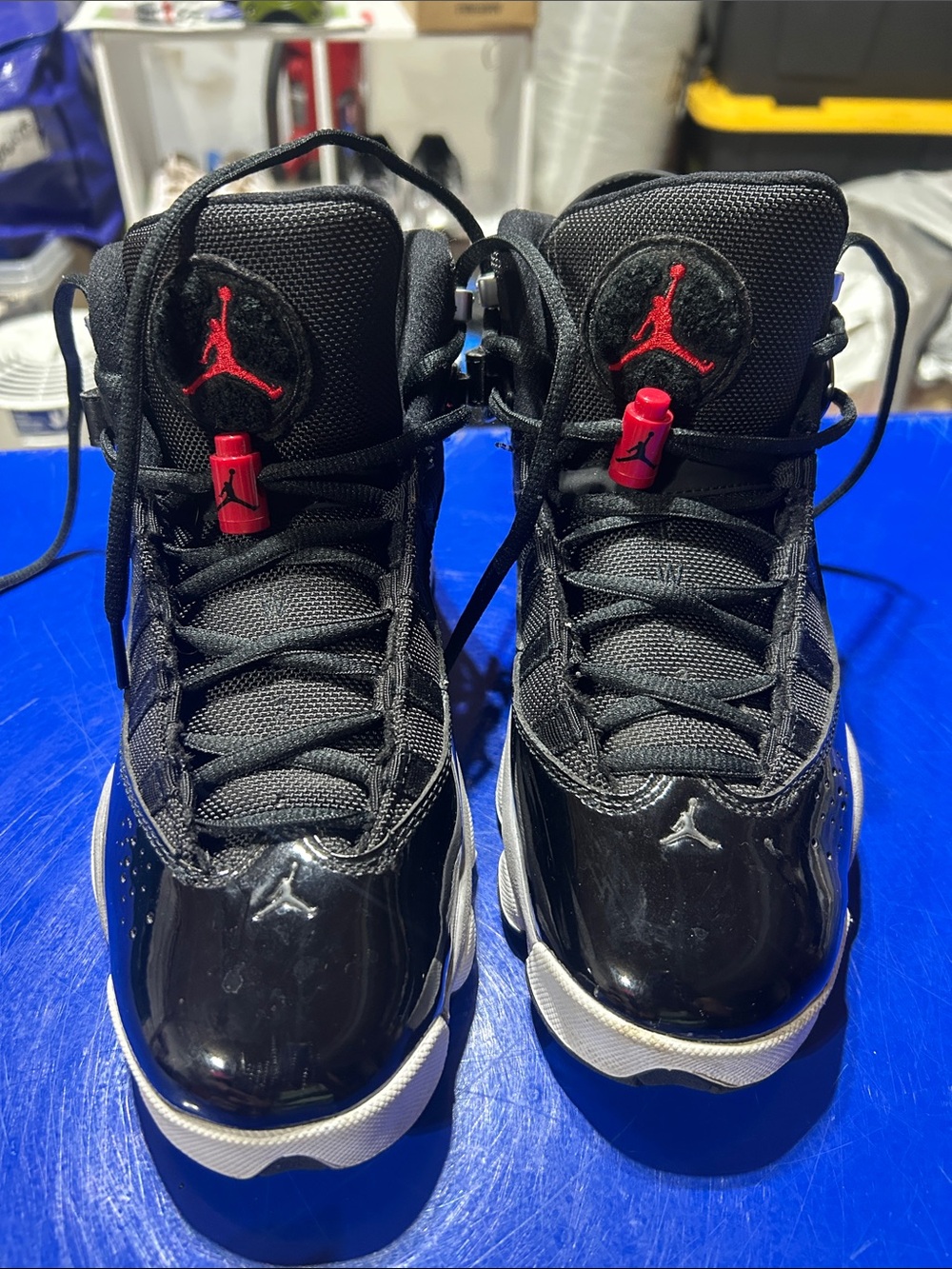 Kids' JORDAN Black and Red Basketball Shoes, size 7Y